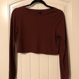 Maroon Longsleeve Crop Top